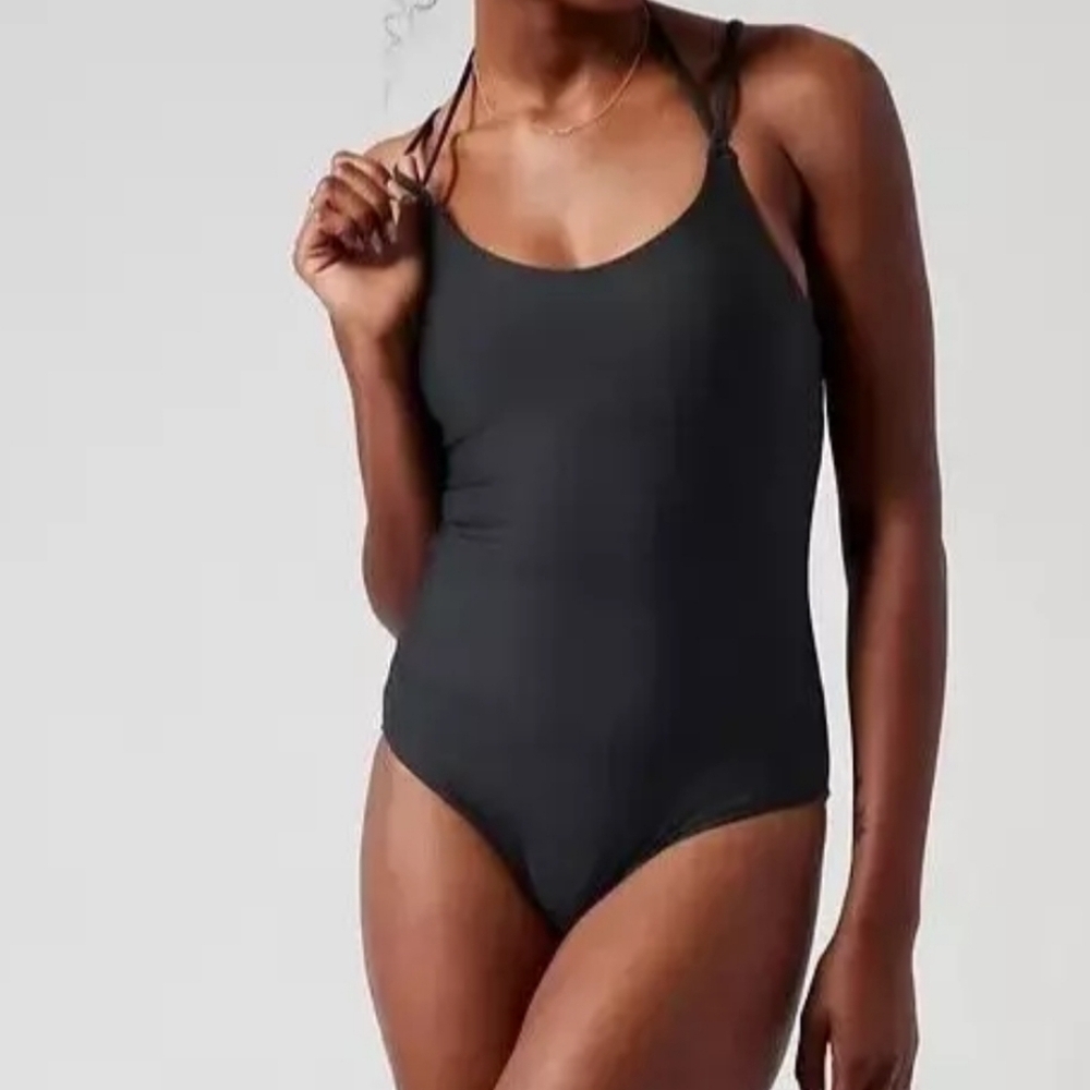 Athleta Open Back One Piece Halter Swimsuit